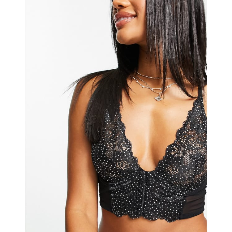 Gossard Glitter non padded underwired plunge lace bralette in