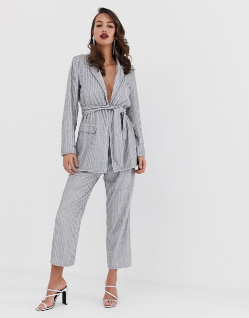 Gråt jakkesæt med udsmykning fra ASOS EDITION