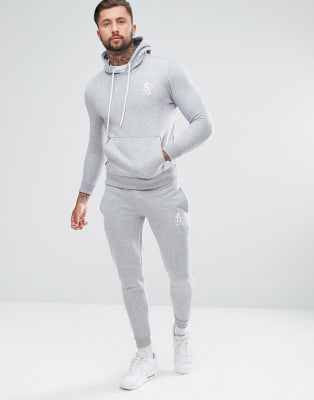 grey muscle fit hoodie