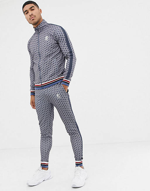 Gym King muscle tracksuit in blue shell print | ASOS