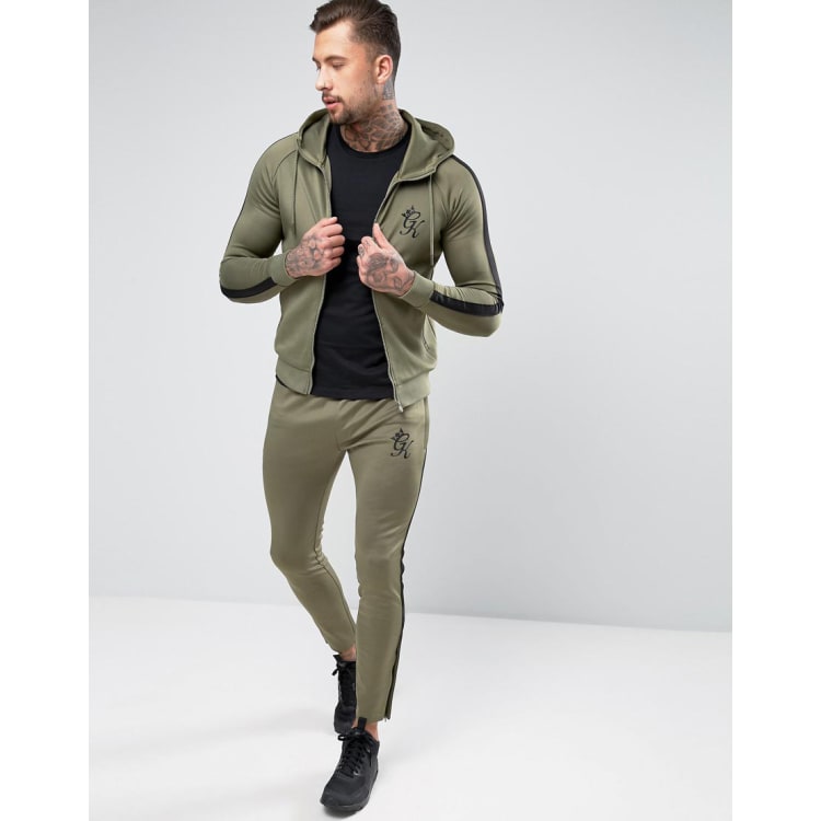 Khaki green gym king hot sale tracksuit