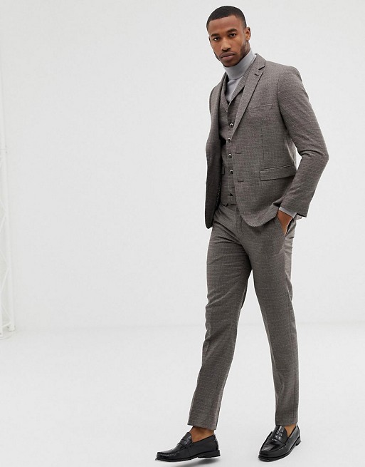 Harry Brown brown micro-check slim fit suit