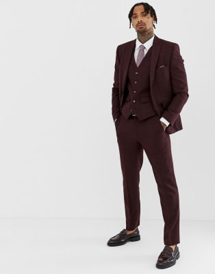 burgundy brown suit