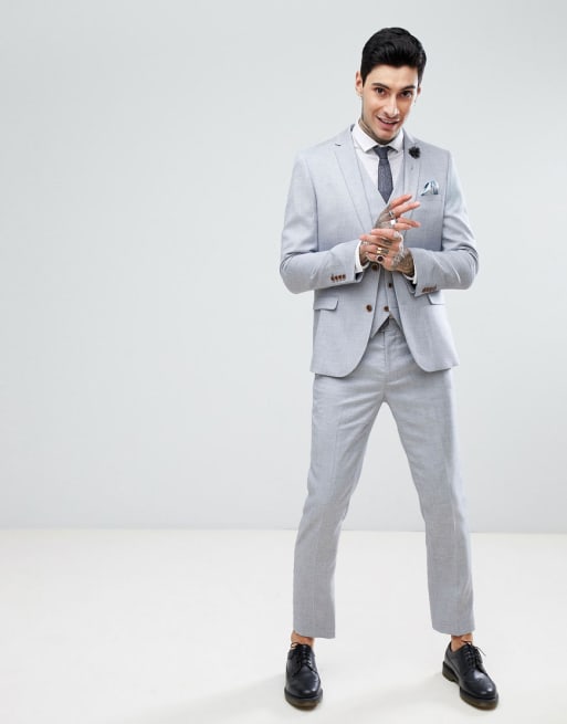 Harry Brown Costume De Mariage Slim En Lin Stretch Bleu Pâle Asos