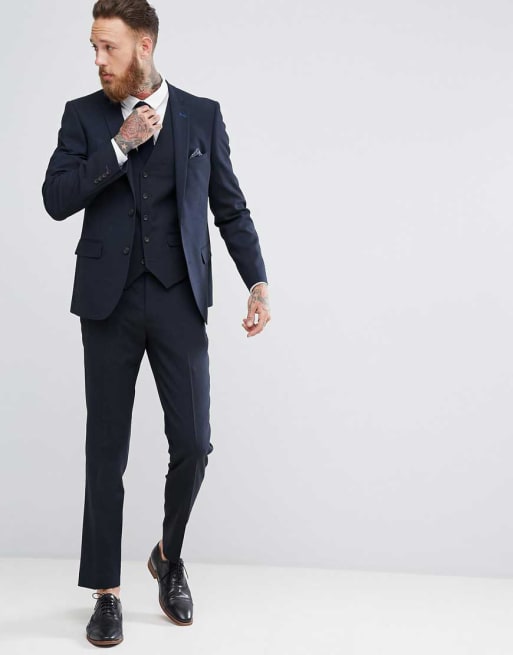 Harry Brown Costume Slim Stretch Uni Bleu Marine Asos