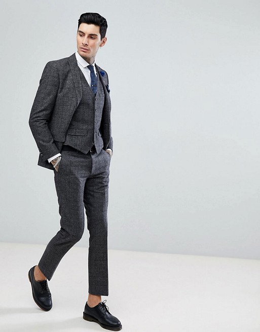 Harry Brown Grey Check Wool Blend Suit