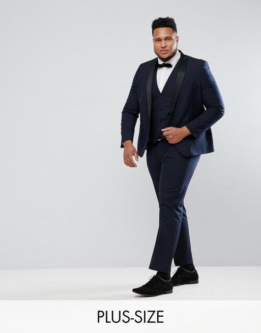 Harry Brown PLUS Plain Black Slim Fit Tuxedo Suit