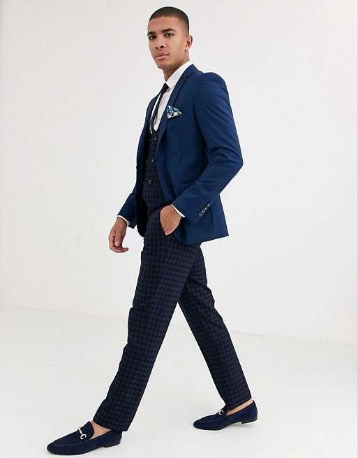 Harry Brown skinny fit stretch plain suit in blue