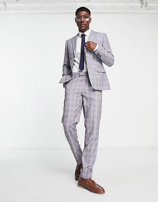 Harry Brown skinny fit suit in blue & orange check | ASOS