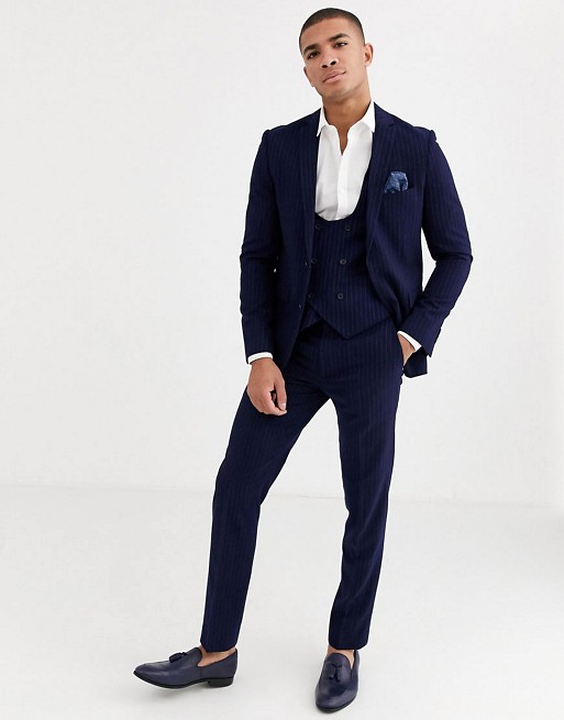 Harry Brown slim fit blue chalk stripe suit