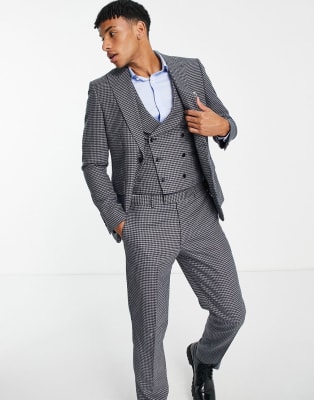 Harry Brown Slim Fit Pak Met Kleine Ruitjes In Blauw Asos