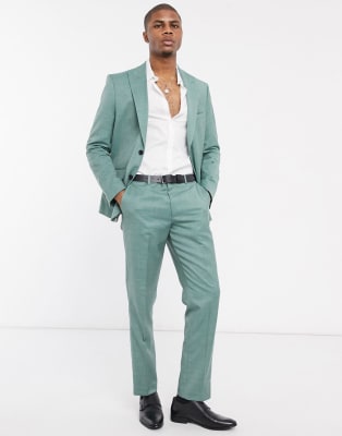 green skinny fit suit