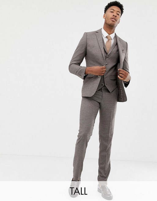 Harry Brown Tall brown micro-check slim fit Suit