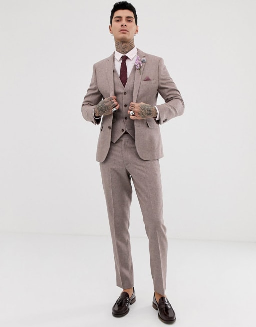 Harry Brown Plus wedding wool blend slim fit tweed suit pants