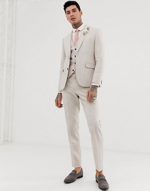 Harry Brown wedding wool blend slim fit summer tweed suit