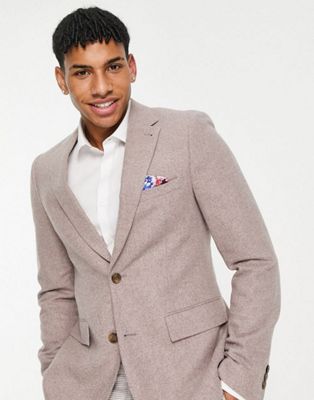 Harry Brown wedding wool blend slim fit tweed suit - BROWN