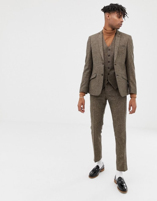 Heart & Dagger brown wool slim suit