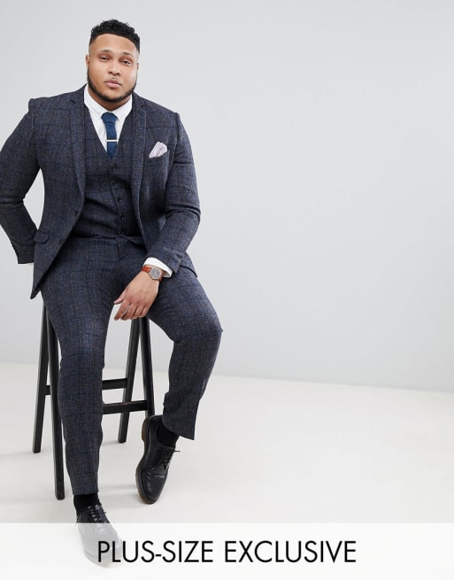 Heart Dagger Plus Slim Suit In Harris Tweed In Check Asos