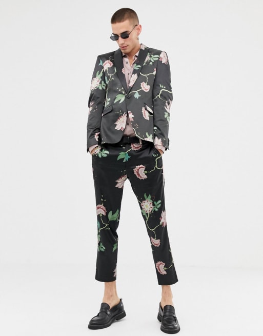 Heart & Dagger skinny fit suit in floral sateen, 1 of 3