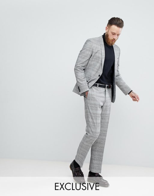 Heart & Dagger Slim Suit In Prince Of Wales Check