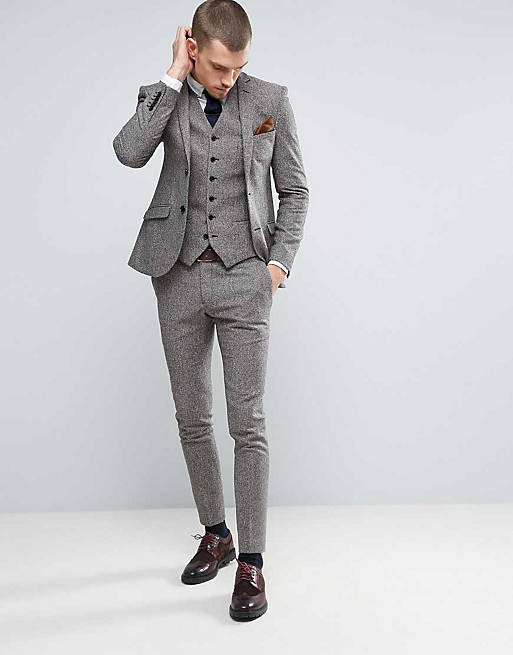 Heart & Dagger Super Skinny Suit In Brown Herringbone Fleck Tweed | ASOS