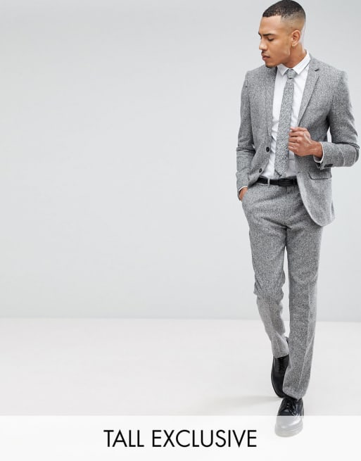 Heart & Dagger TALL Skinny Suit In Herringbone Tweed