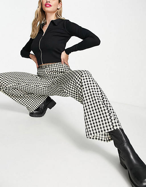 Heartbreak cropped shirt and wide leg trousers co-ord in gingham