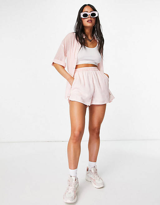 Heartbreak shorts co-ord in pink check