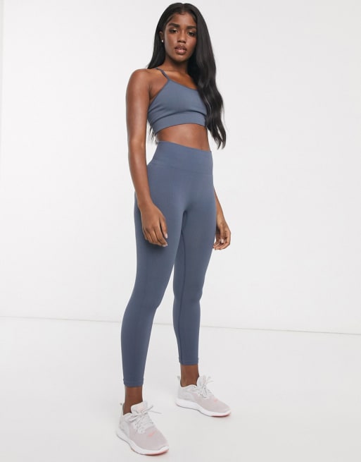 HIIT ribbed bra and leggings in dark grey exclusive to ASOS