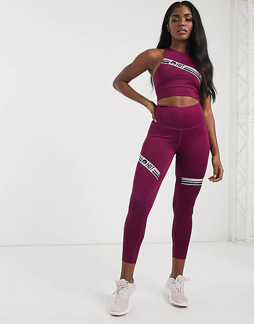 HIIT bra and leggings in raspberry with racer back detail