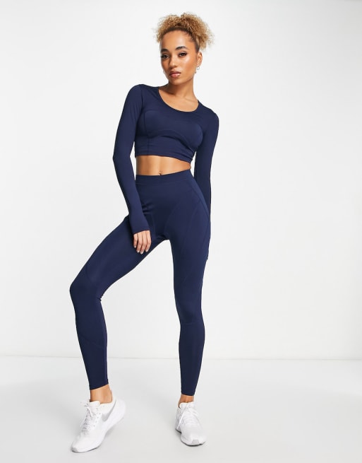 HIIT exposed contour seams long sleeve and legging in navy