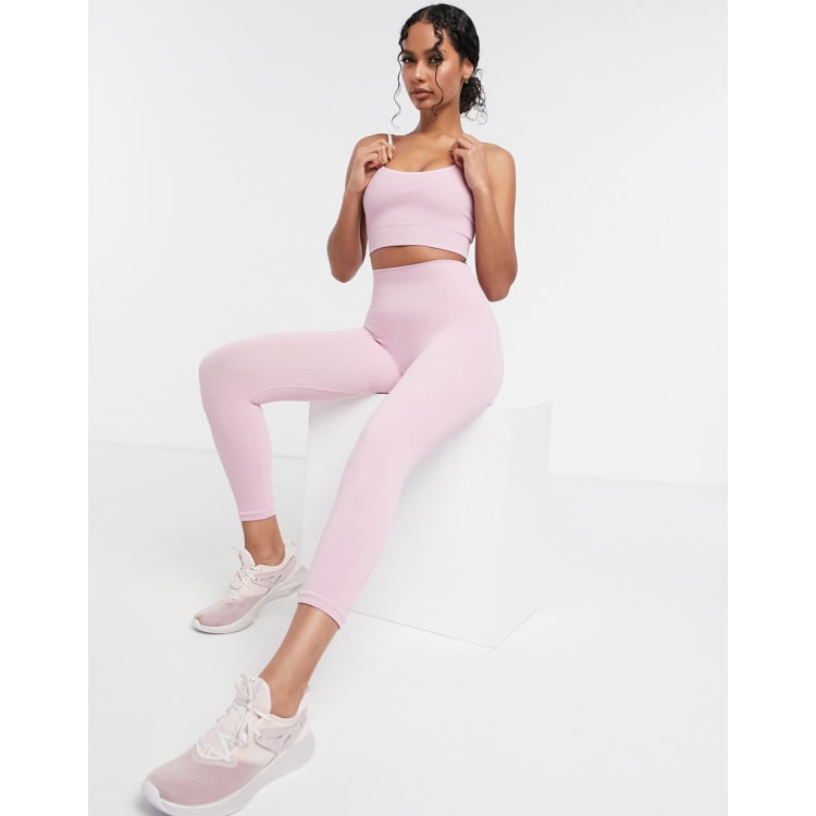 HIIT ribbed set bra and leggings in pink