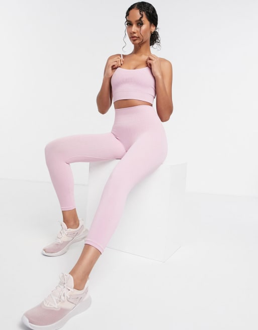 Pink Ribbed Active Leggings