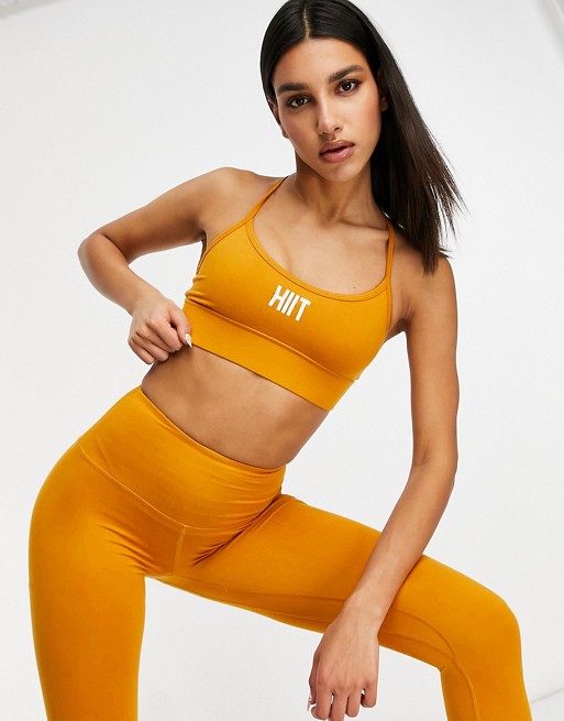 HIIT studio peached core bralet and leggings in gold