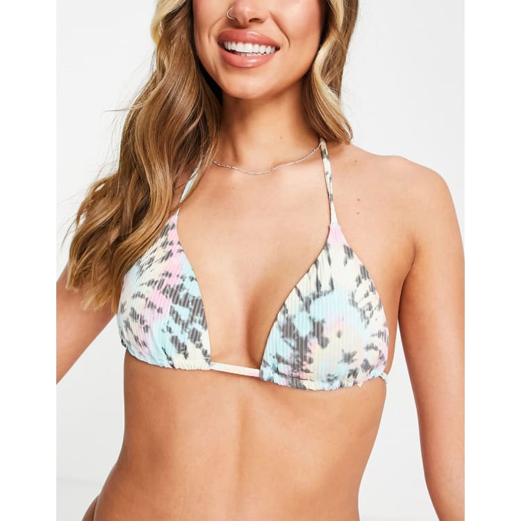 Hollister set triangle tie front bikini top and bottoms in black