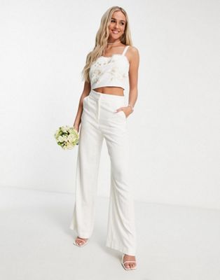Hope & Ivy Bridal Lola co-ord top in ivory - IVORY