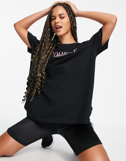 Hoxton Haus - Fitness t-shirt en naadloze leggingshorts co-ord set in zwart