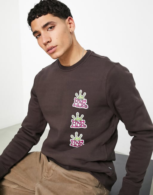 HUF - Co-ord set met gestapelde kroonlogo's in bruin