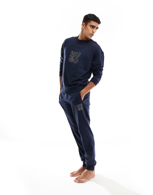 Hugo Bodywear stacked logo lounge co-ord in navy