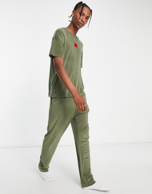 HUGO Bodywear – Terry Me – Zestaw z materiału frotté w kolorze khaki