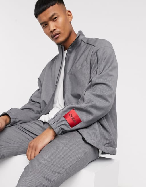 HUGO - Bomber et pantalon à fines rayures - Gris