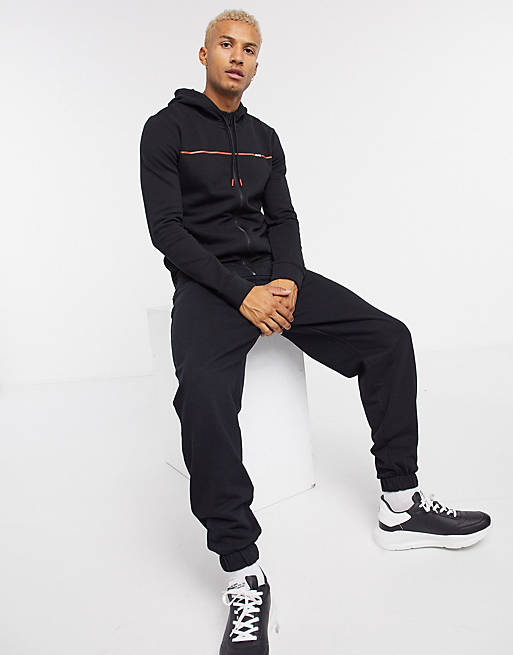 HUGO contrast taped logo two-piece in black | ASOS