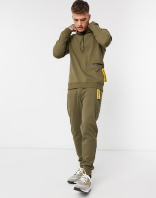 HUGO yellow zip pull tracksuit set in 