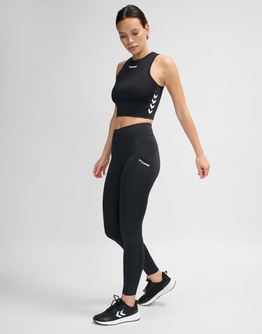 hummel - Ensemble crop top et legging à logo - Noir
