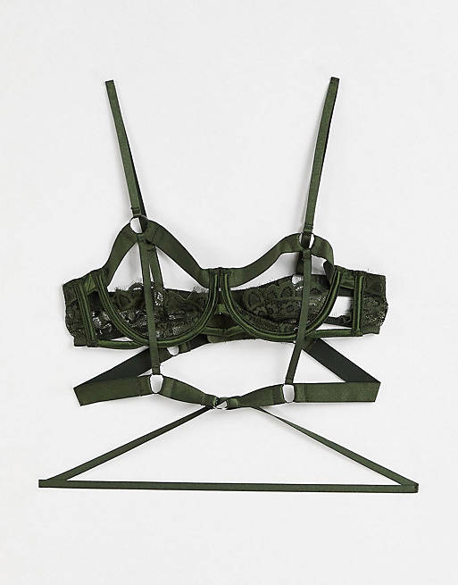 Hunkemoller Jacky strappy lace thong in green