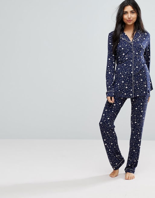 Hunkemöller – Jersey Moon – Pyjamaset mit Jacke und Hose