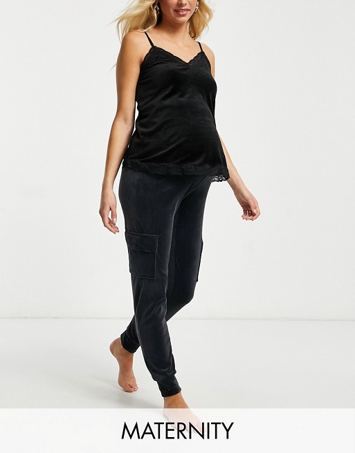 Hunkemoller Maternity velour lounge jogger with bump band in grey