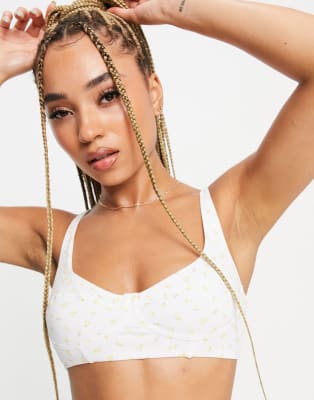 Hunkemöller – POP – Bedrucktes Lingerie-Set aus recycelter Baumwolle in Weiß
