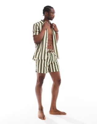 Hunky Trunks beach set in khaki and cream stripe | ASOS