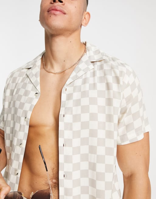 Hunky Trunks – Strand-Set mit grauem Schachbrettmuster